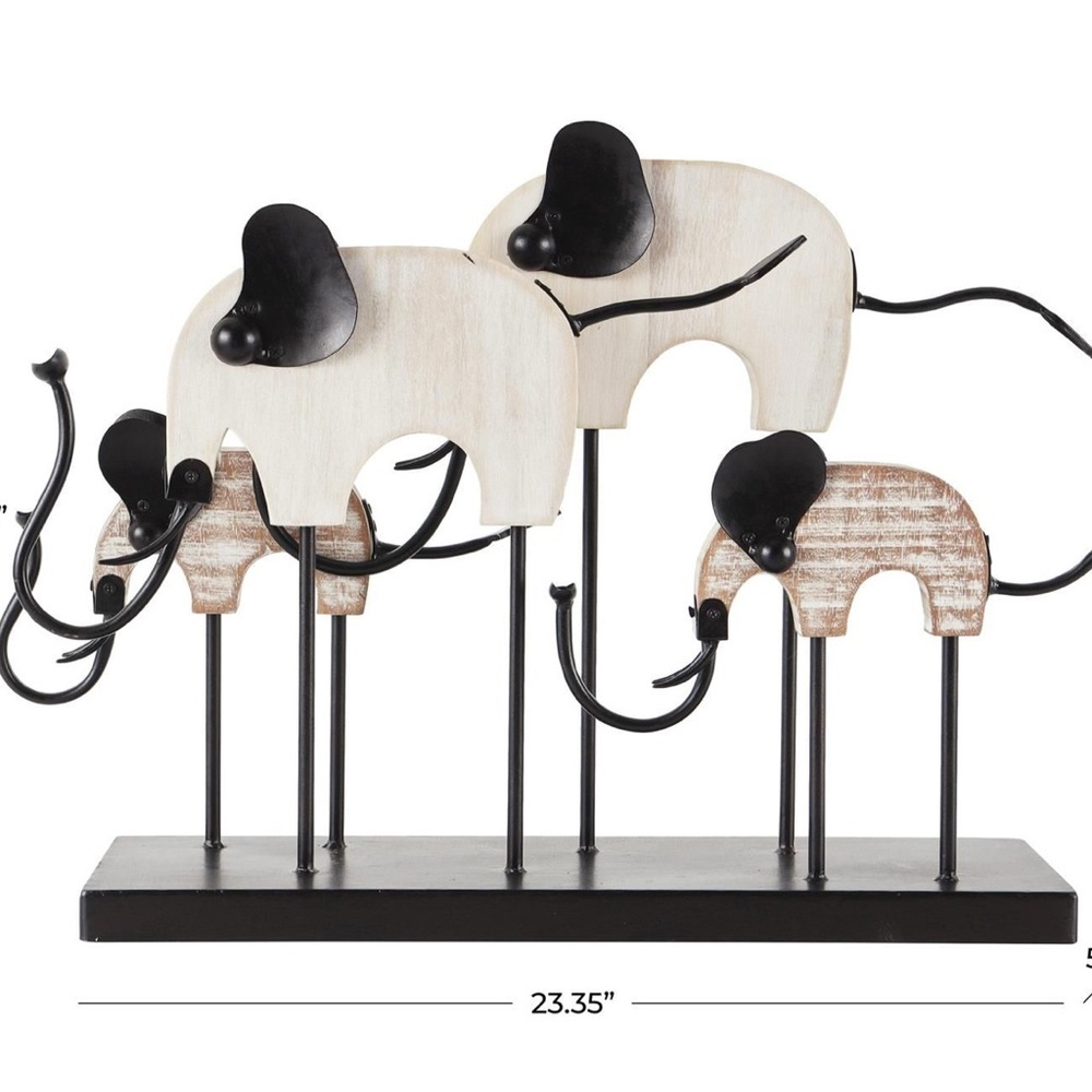 UMA Elephant Sculpture OS Black Metal Wood Large Modern Home Decor New